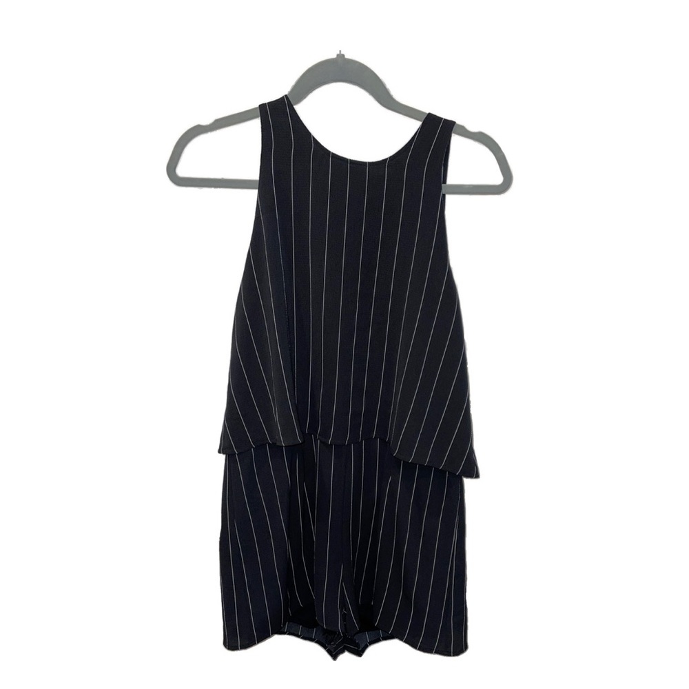 Black pinstripe romper